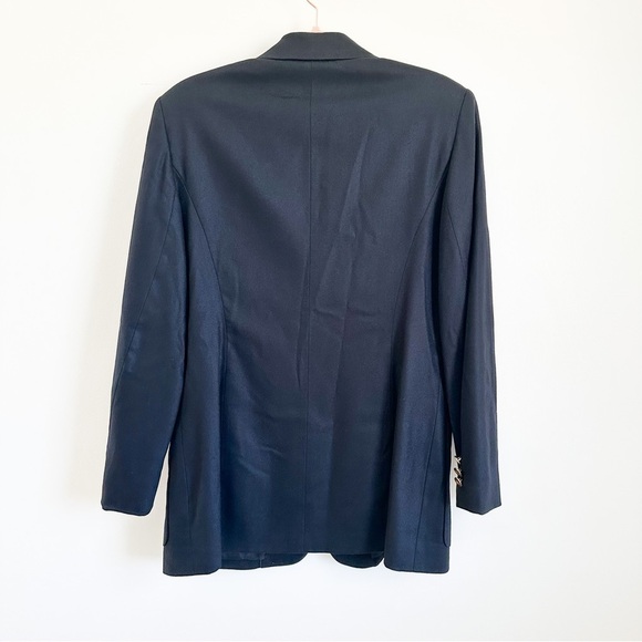 Burberry Navy Blue Embroidered Crest Oversized Schoolboy Wool Cashmere Blazer 8 - Picture 7 of 10